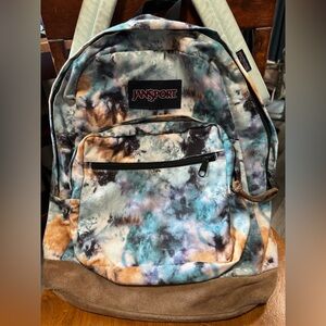 Jansport Blue and Brown Backpack Artistic Design